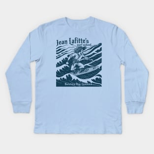 Funny Jean Lafitte's Surf School // Surfing Pirate // Barataria Bay, Louisiana Kids Long Sleeve T-Shirt